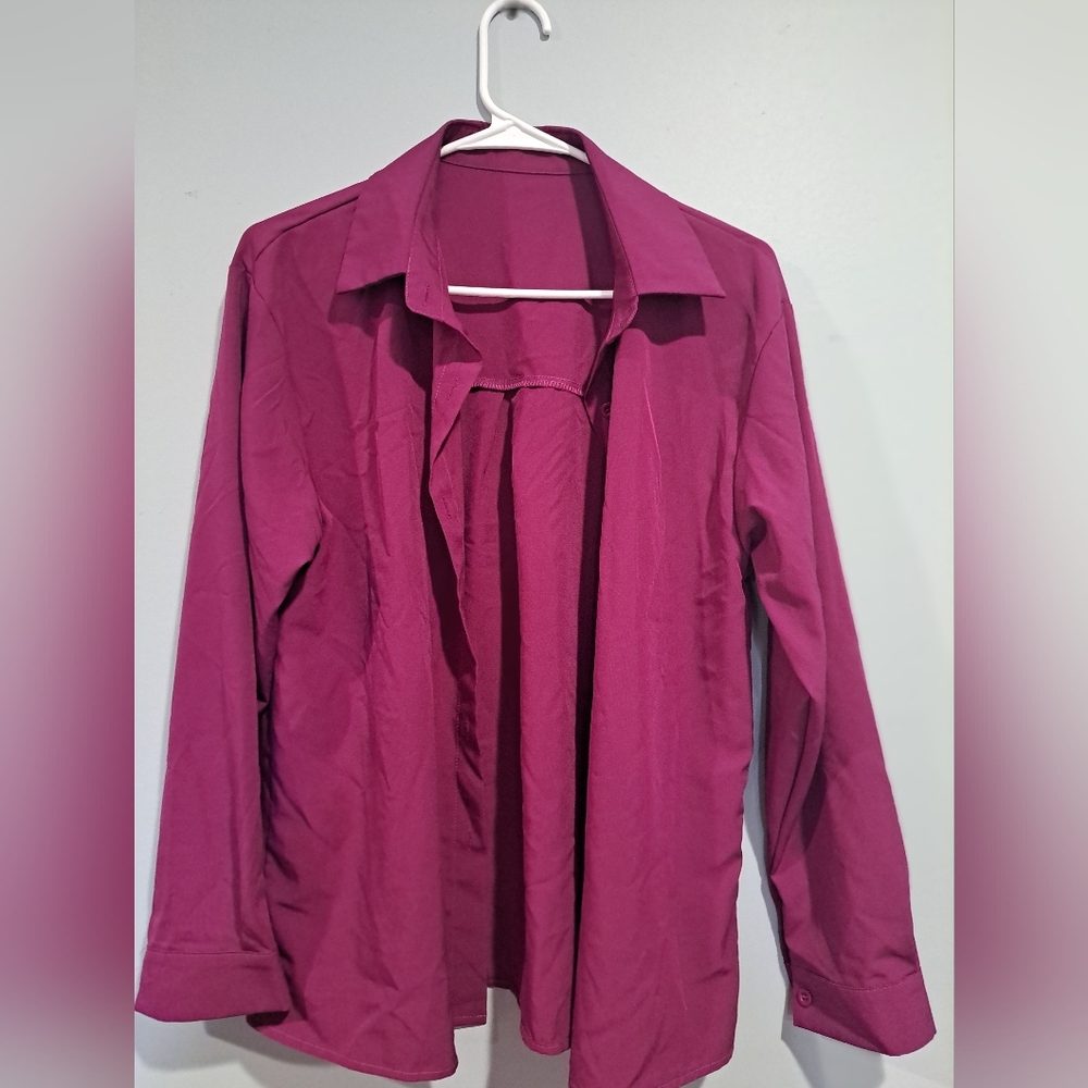 Silky button down shirt in purple